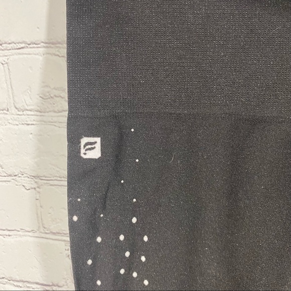 Fabletics black leggings white dot design down sides M - Picture 6 of 8